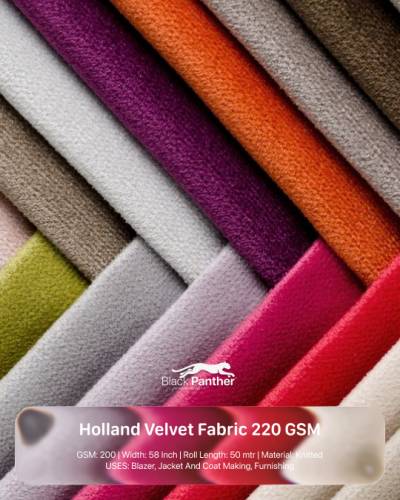 Holland Velvet Fabric 220 GSM | Width 58” | Premium Upholstery & Apparel Material in Surat